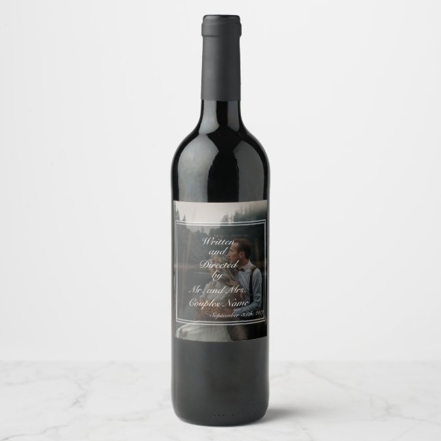 Wedding couples wine gifts favours presents label (Front)
