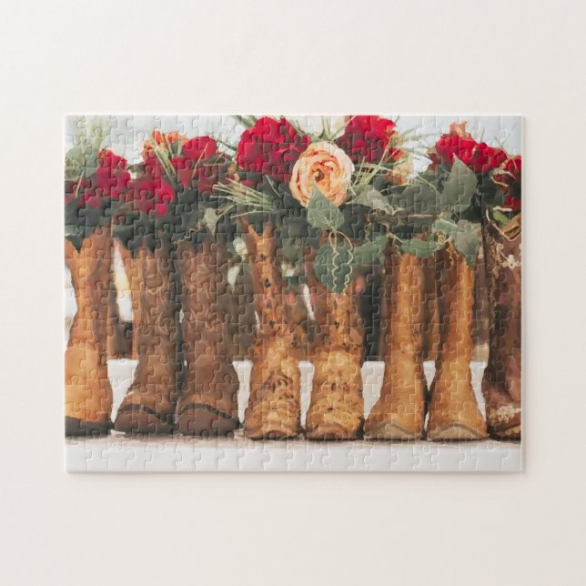 Wedding Cowboy Boots and Flowers Jigsaw Puzzle (Horizontal)