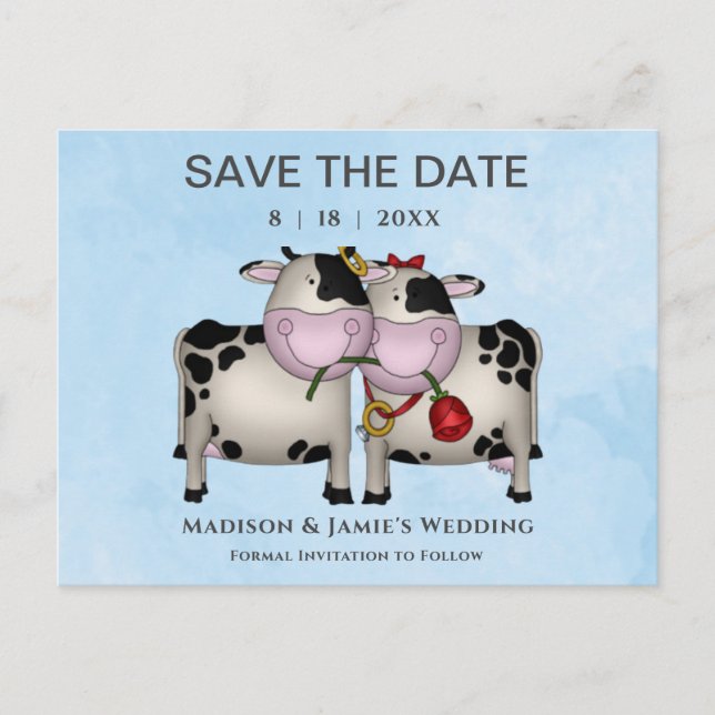 Wedding Cows Save the Date Postcard (Front)
