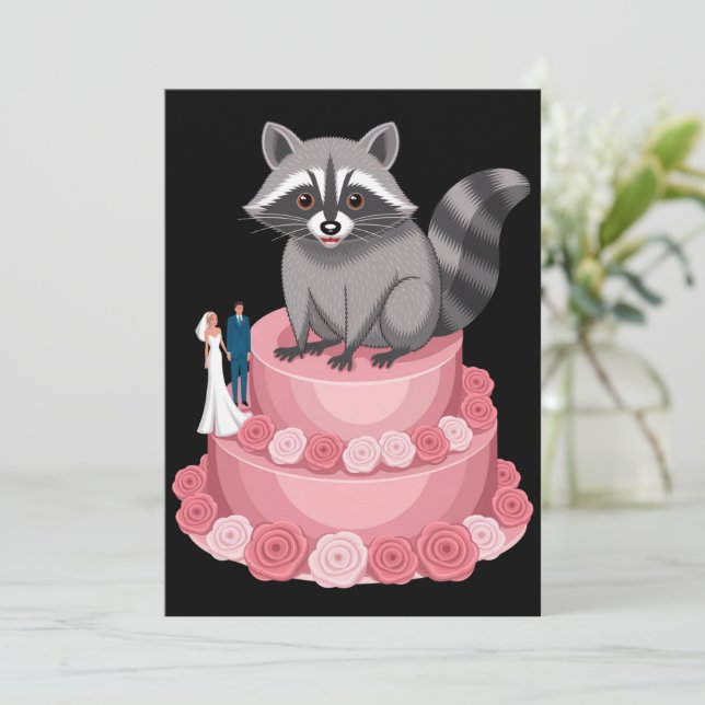 Wedding Crashing Racoon Feral Felicitations Invitation (Standing Front)