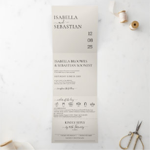 Wedding Cream All in one set Tri-Fold Invitation