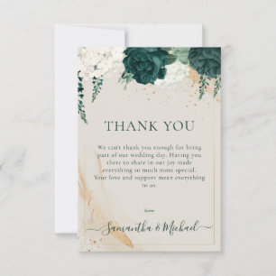 Wedding Cream Signature Emerald Green Sage Rose Thank You Card