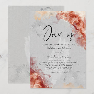 WEDDING   Creamy Dreamy Sedona Clay Alcohol Ink Invitation