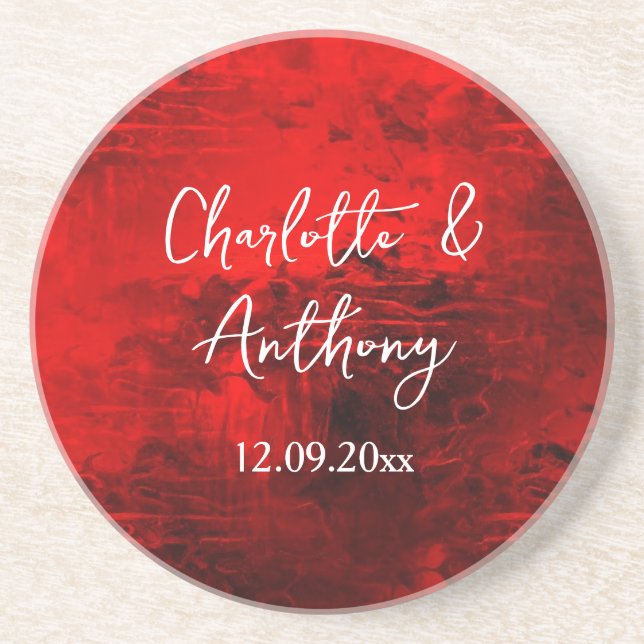 Wedding Creative Abstract Artwork Red Coaster (Front)