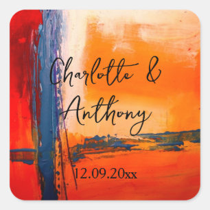 Wedding Creative Abstract Artwork Square Sticker