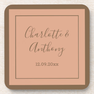Wedding Creative Calligraphy Names Date Coaster