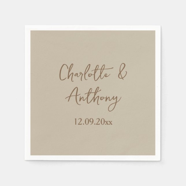 Wedding Creative Calligraphy Names Date Napkin (Front)