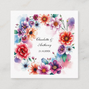 Wedding Creative Floral Names of Couple & Date Enclosure Card