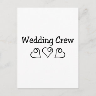Wedding Crew Black Hearts Postcard