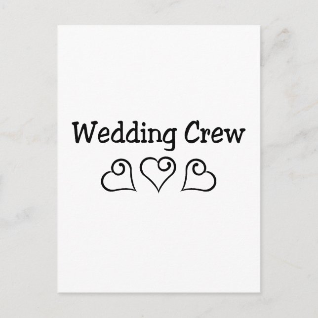 Wedding Crew Black Hearts Postcard (Front)