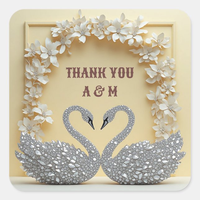 Wedding Crystal Romance Celebration Style Square Sticker (Front)