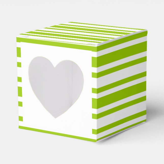 Wedding cupcake green white striped favour box (Front Side)