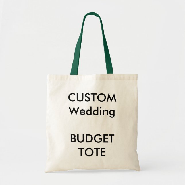 Wedding Custom Budget Tote Bag GREEN Handles (Front)
