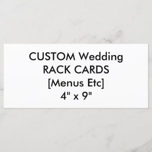 Wedding Custom Menu & Program Cards 4" x 9"