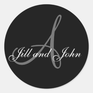 Wedding Custom Monogram & Names Black & Grey Seal