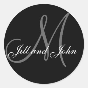 Wedding Custom Monogram & Names Black & Grey Seal