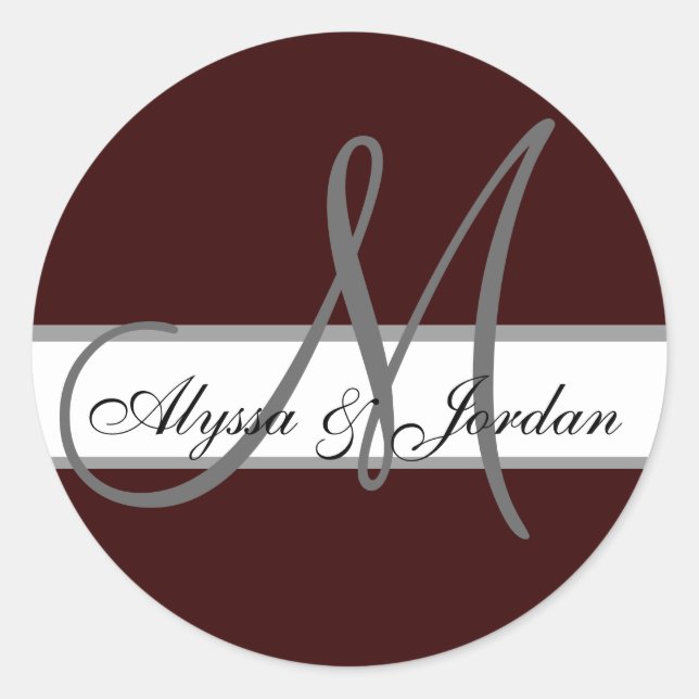 Wedding Custom Monogram & Names Chocolate Seal (Front)