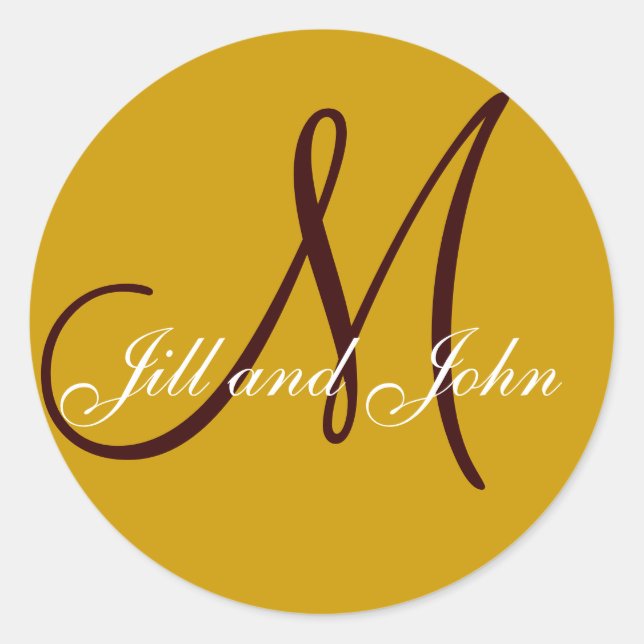 Wedding Custom Monogram & Names Gold & Brown Seal (Front)