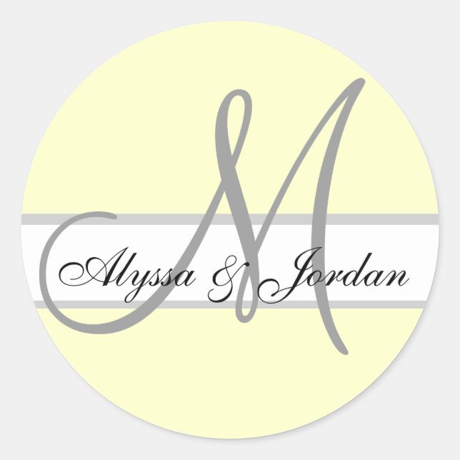 Wedding Custom Monogram & Names Ivory Grey Seal (Front)