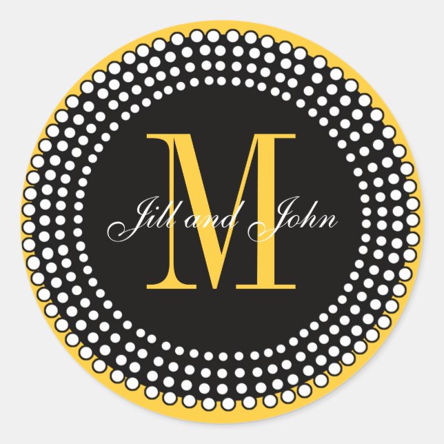 Wedding Custom Monogram & Names Yellow Seal (Front)