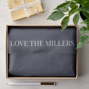 Wedding Custom Name Rich Deep Charcoal Navy White Tissue Paper
