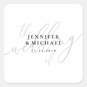Wedding Custom  Name Square Sticker