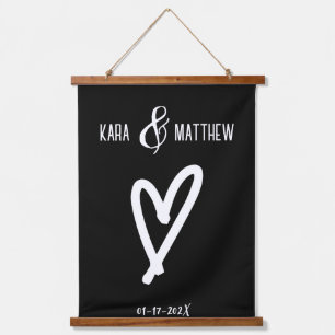 Wedding - Custom Names Date Heart- Love Monogram Hanging Tapestry