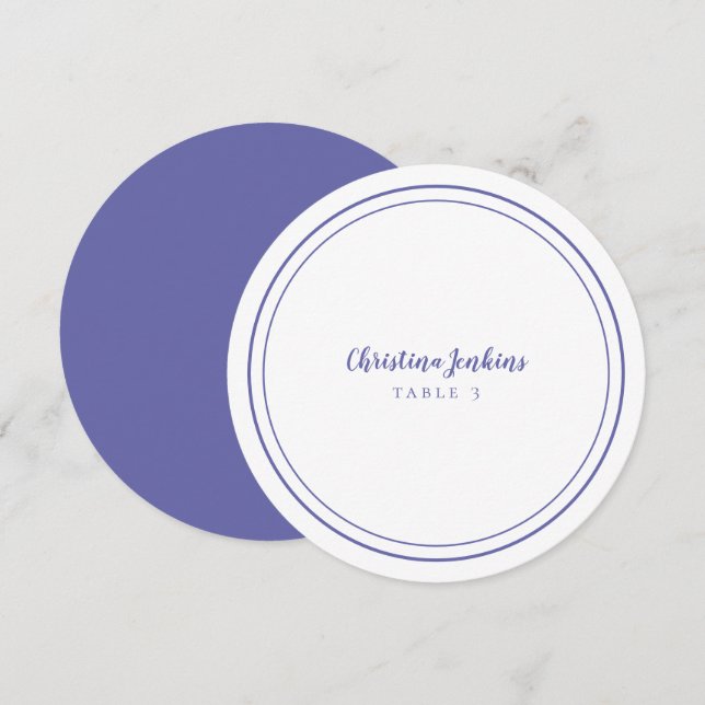 Wedding Custom Periwinkle Blue Round Place Card (Front/Back)