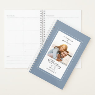 Wedding Custom Photo Dusty Blue Elegant Script Planner