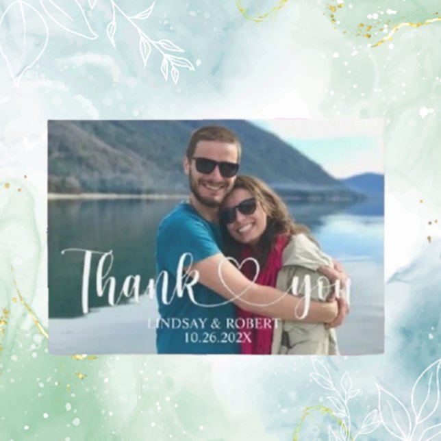 Wedding Custom Photo Modern Relaxed Thank You (Express your heartfelt gratitude with our modern, custom photo thank you cards. )