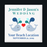 Wedding Cute Whale Tropical Beach Destination Magnet<br><div class="desc">Are you having a tropical destination wedding or maybe you're getting married at an aquarium? This cute custom whale magnet will make a perfect wedding favour for your guests, or just order a few for souvenirs for yourself and your bridal party! Personalise with the names, date, and beach location of...</div>