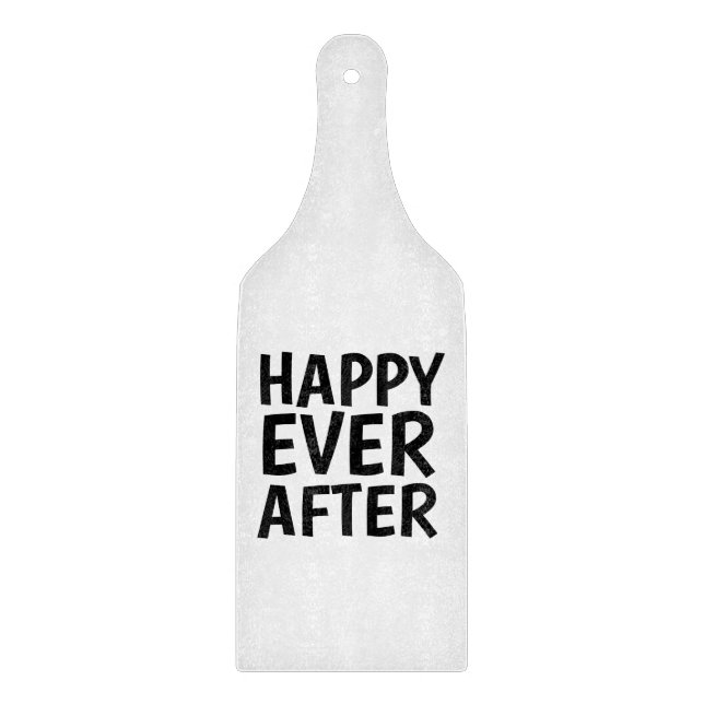 WEDDING CUTTING BOARD PADDLE, HAPPY EVER AFTER (Front)