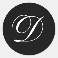 Wedding D Monogram Black Stickers