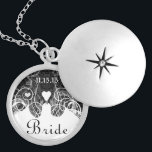 Wedding Damask Bride Keepsake Necklace<br><div class="desc">Keepsake Necklaces Choose either Silver Plated Gold Finish or Sterling Silver Unique Personalised Custom !st Christmas Gift Wedding Keepsake Wedding Party Necklaces - to change background colour - click customise - click edit - choose last tool in drop down menu and choose from one of the colours shown or enter...</div>
