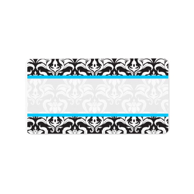 Wedding Damask Light Blue Mailing Labels (Front)