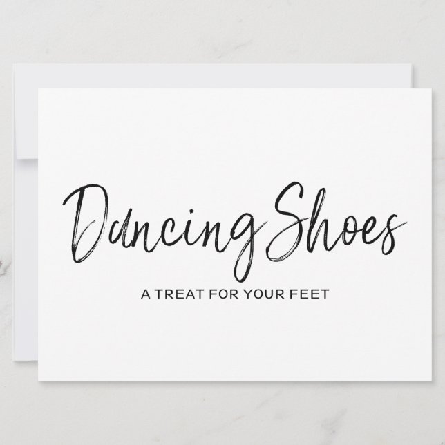 Wedding "Dancing Shoes" Stylish Lettered Sign Invitation (Front)