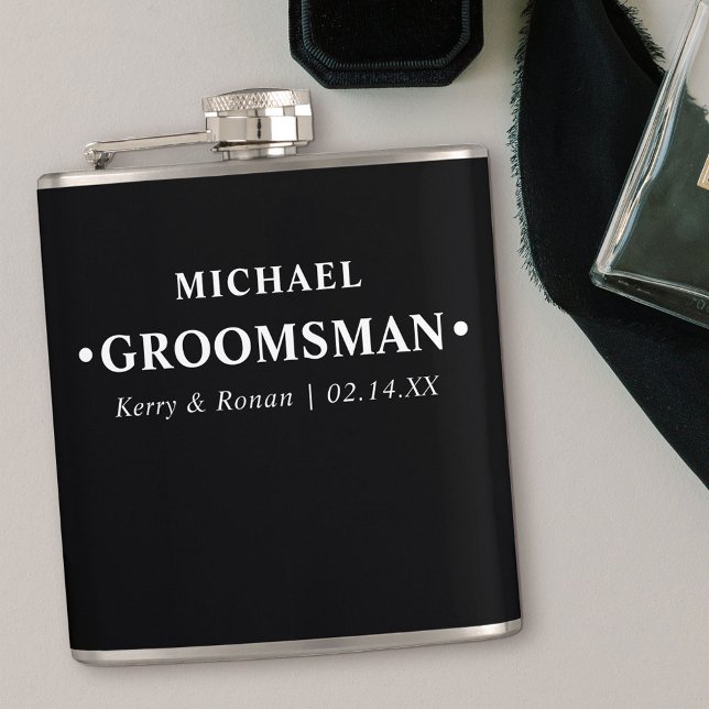 Wedding Date and Names Personalised Groomsman Hip Flask (Wedding Gift for Groomsman)