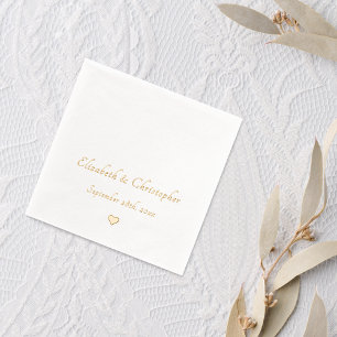 Wedding Date Bride Groom Monogram Party Cocktail Foil Napkins