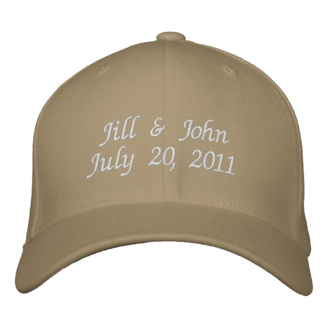 Wedding Date Couple Names Announcement Khaki Hat (Front)