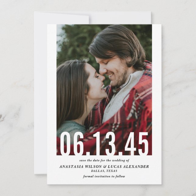 Wedding Date Cutout Vertical Photo Save the Date (Front)