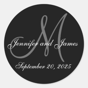 Wedding Date First Names Initial Monogram Sticker