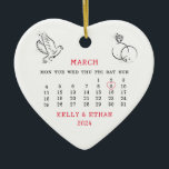 Wedding Date Married March 2024 Ceramic Ornament<br><div class="desc">Wedding Date Married March 2024 Ceramic Ornament. Matching items available.</div>