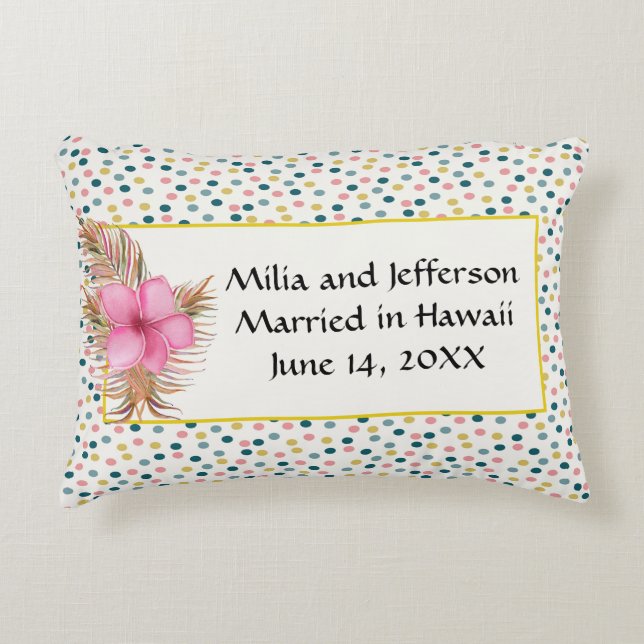 Wedding Date Memory Pillow Dotted with Flowers (Front)