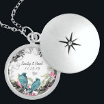 Wedding Date Vintage Birds Anniversary Locket Necklace<br><div class="desc">Love Birds Keepsake Necklaces Choose either Silver Plated or Sterling Silver</div>