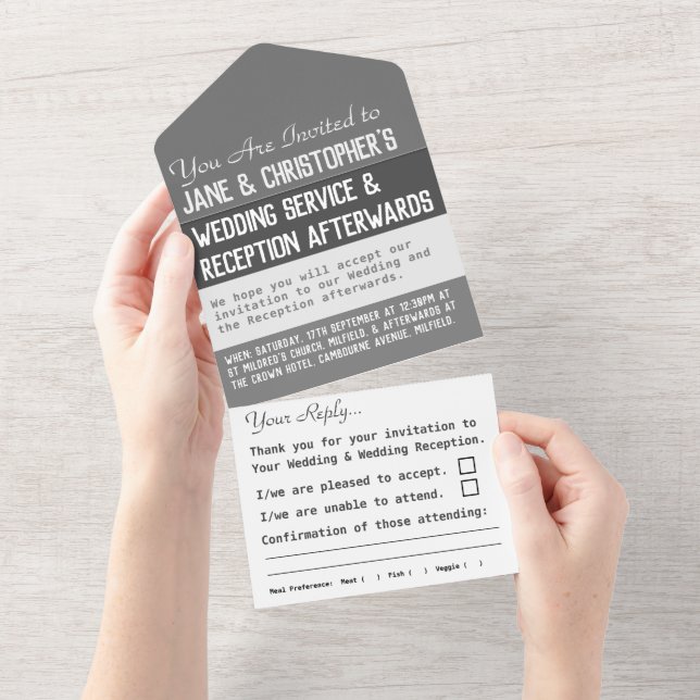 Wedding Day All In One Invitation (Tearaway)