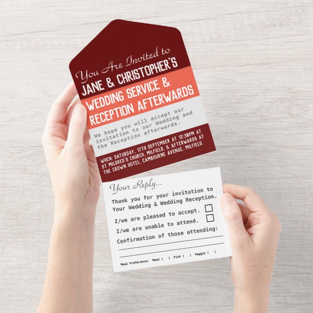 Wedding Day All In One Invitation (Tearaway)