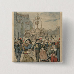 Wedding day at Plougastel Brittany 15 Cm Square Badge
