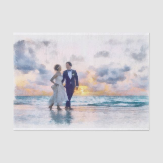 Wedding Day Beach Walk Decoupage Tissue Paper (Front)