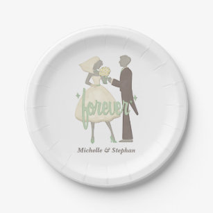 Wedding Day Bride and Groom Personalised Paper Plate
