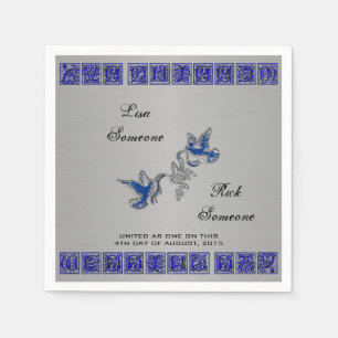 Wedding Day Chamelot Blue-Silver-Cocktail Napkins